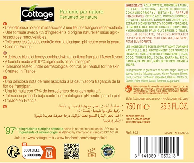 SỮA TẮM COTTAGE HONEY& TRANGIPANI 700ML