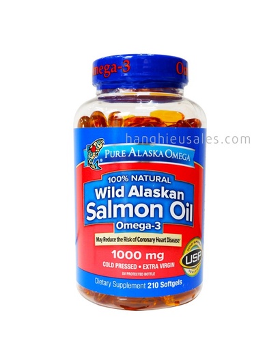 [DẦU CÁ OMEGA 3 WILD ALASKAN SALMON OIL] Viên dầu cá Pure Alaska Omega-3 210 viên